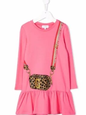Marc Jacobs Pink Long-Sleeve Dress with Leopard Crossbody Print 5